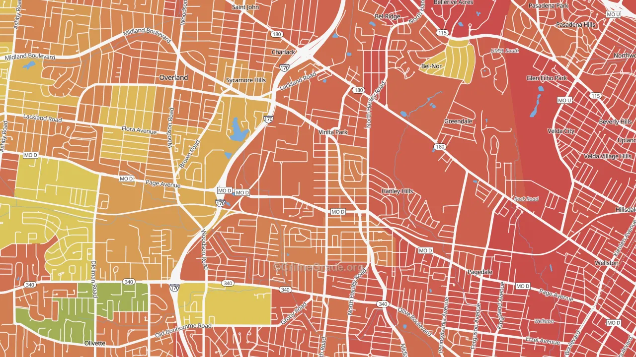 Vinita Park, MO Map of Vandalism Rates