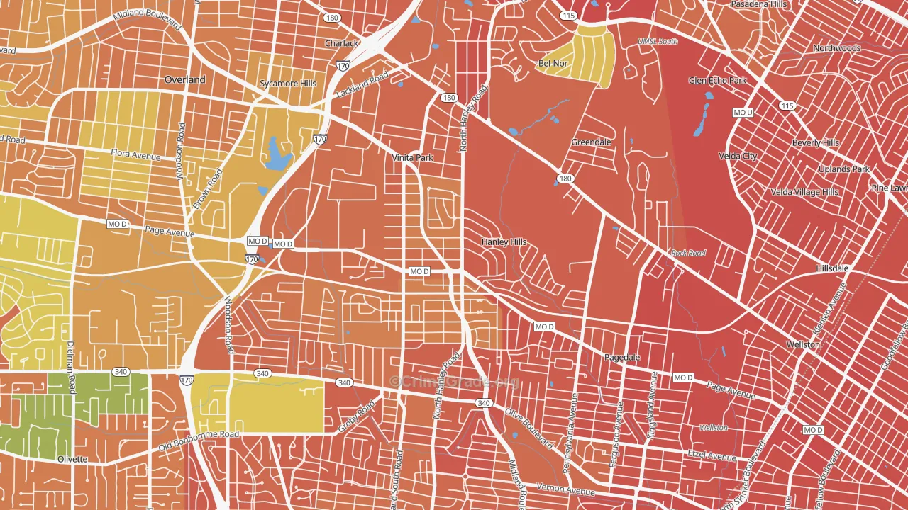 Vinita Terrace, MO Map of Vandalism Rates