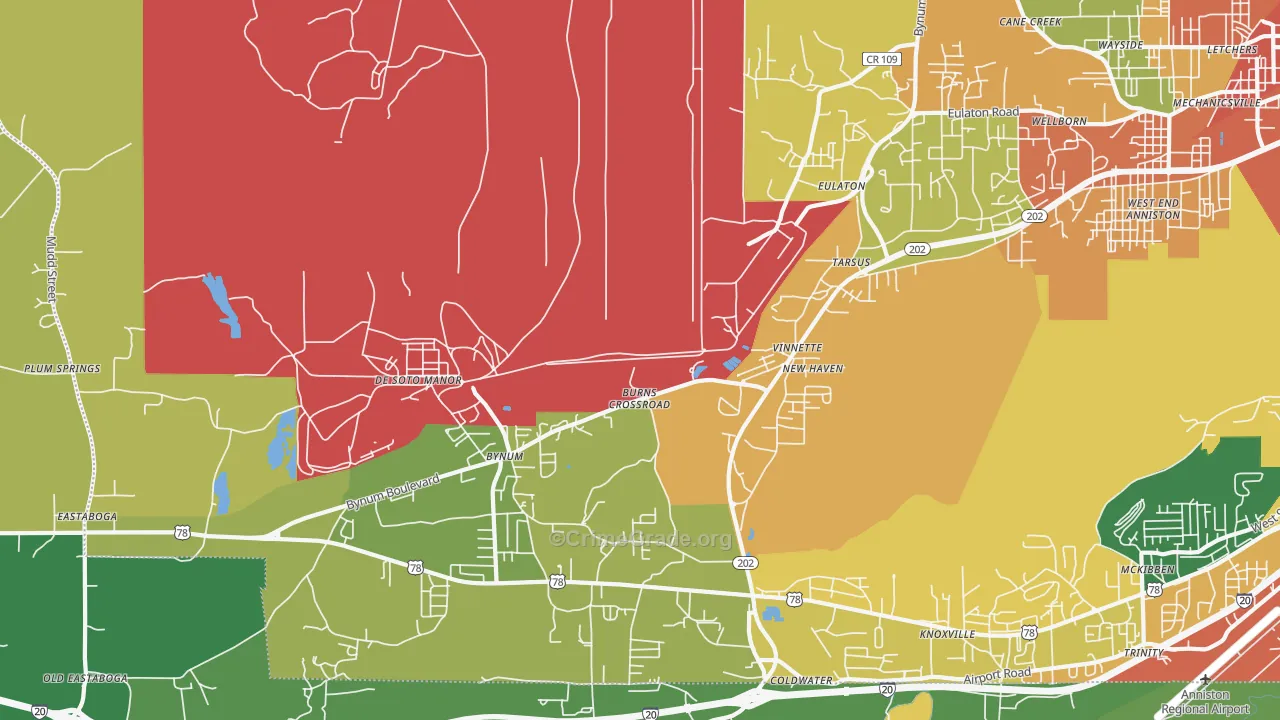 Vinnette, AL Map of Vandalism Rates