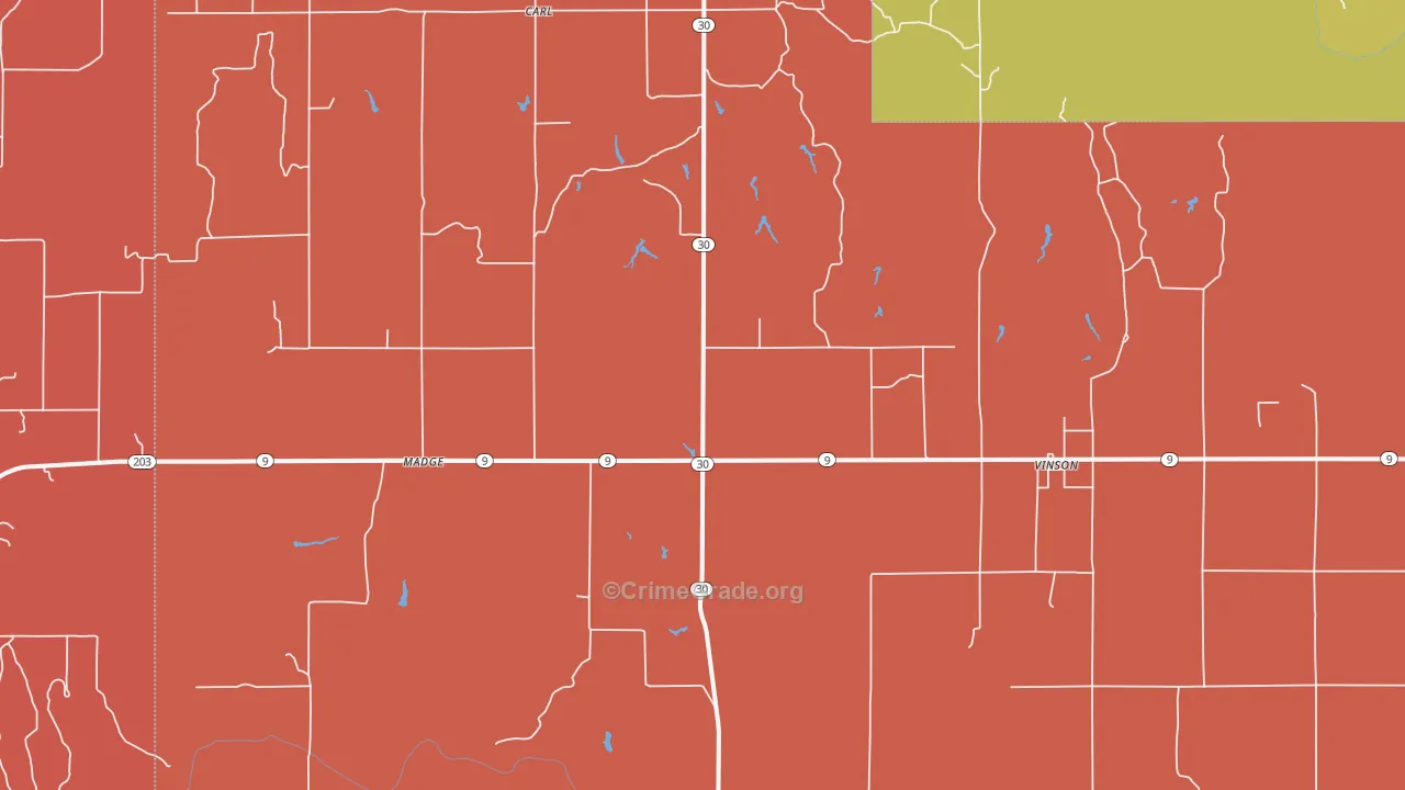 Vinson, OK Map of Vandalism Rates