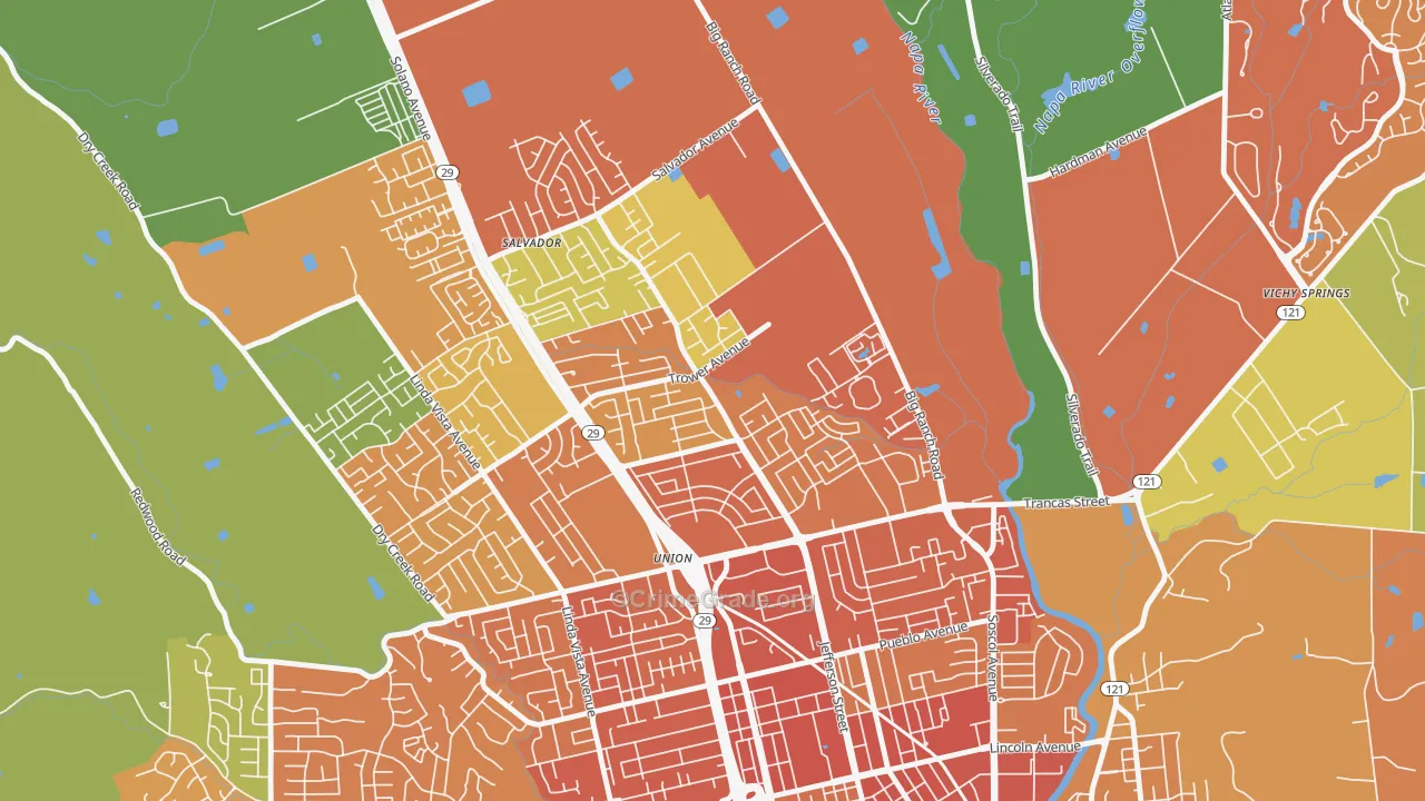Vintage, Napa, CA Map of Vandalism Rates