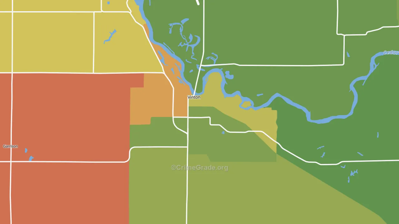 Vinton, IA Map of Vandalism Rates