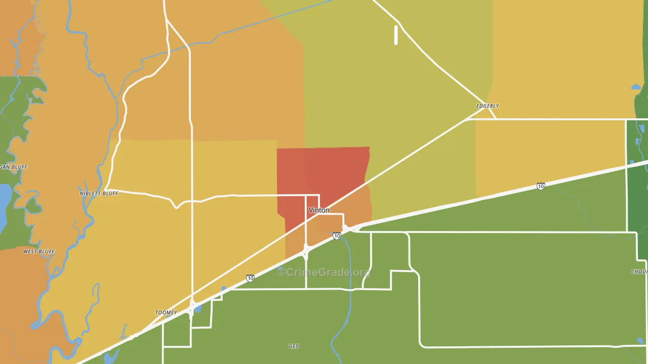 Vinton, LA Map of Vandalism Rates