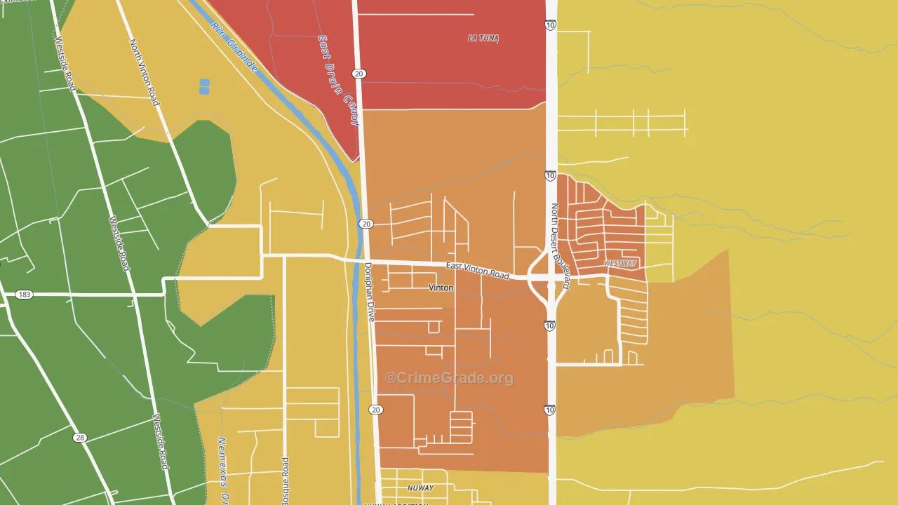 Vinton, TX Map of Vandalism Rates