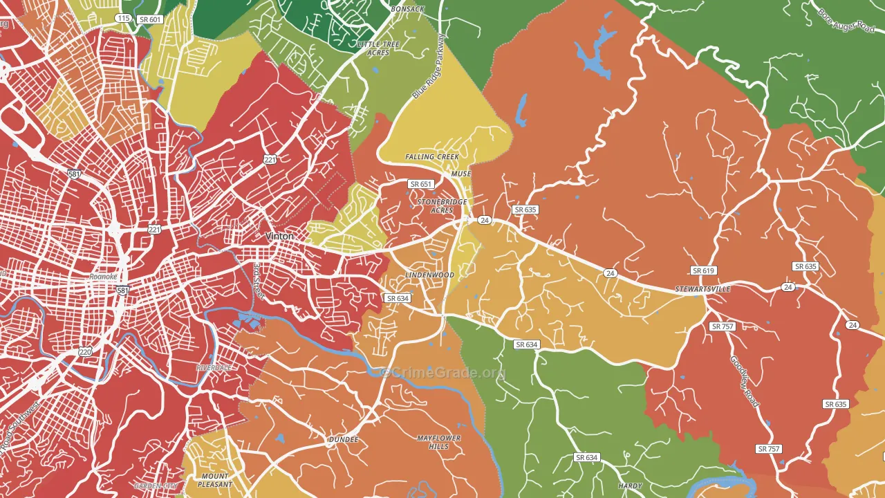 Vinton, VA Map of Vandalism Rates