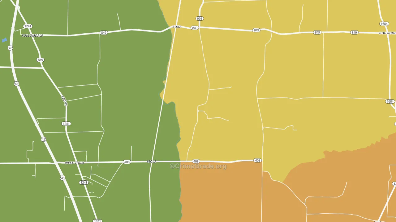 Viola, KY Map of Vandalism Rates
