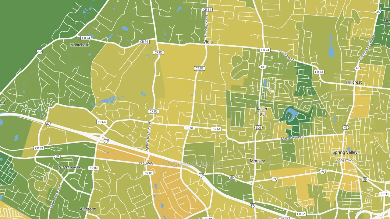 Viola, Monsey, NY Map of Vandalism Rates