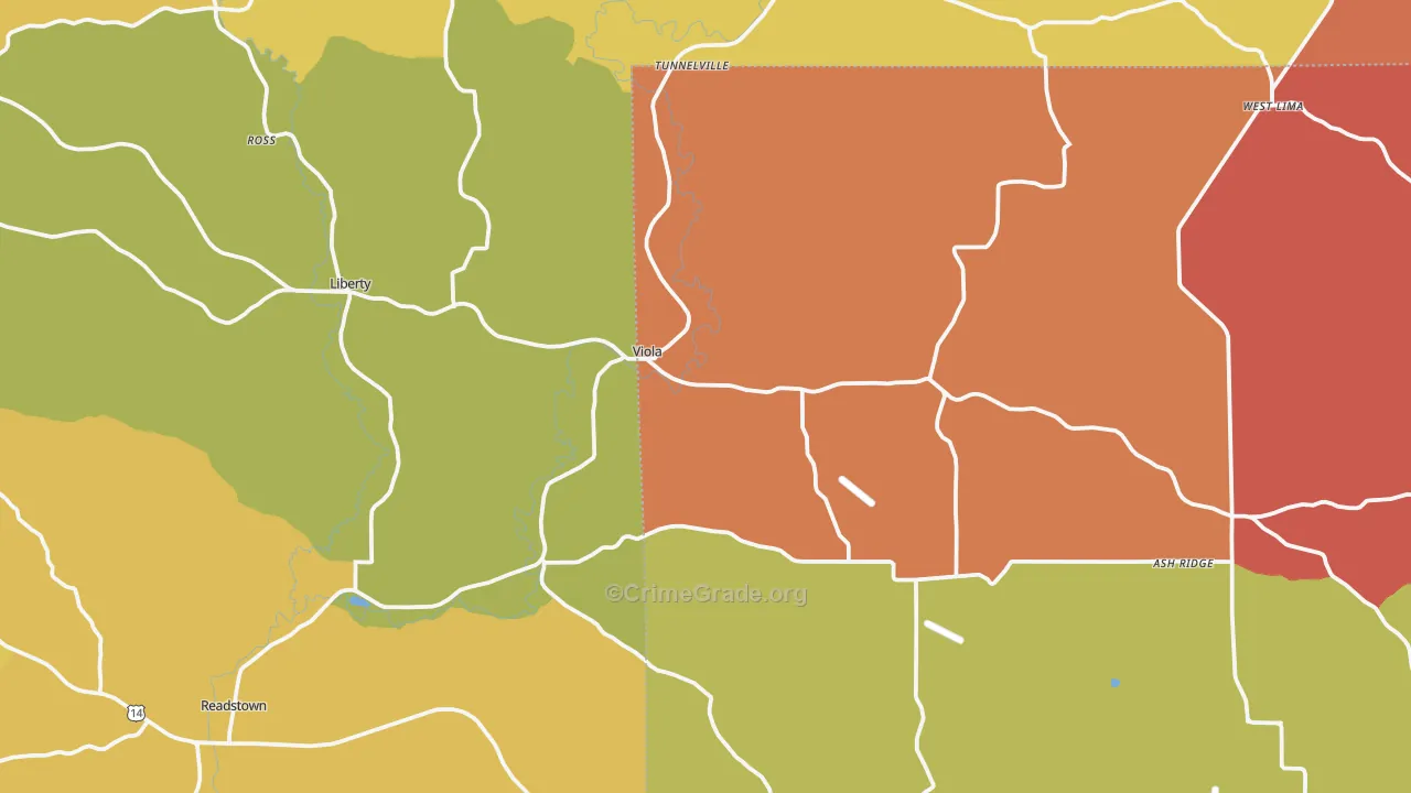 Viola, WI Map of Vandalism Rates
