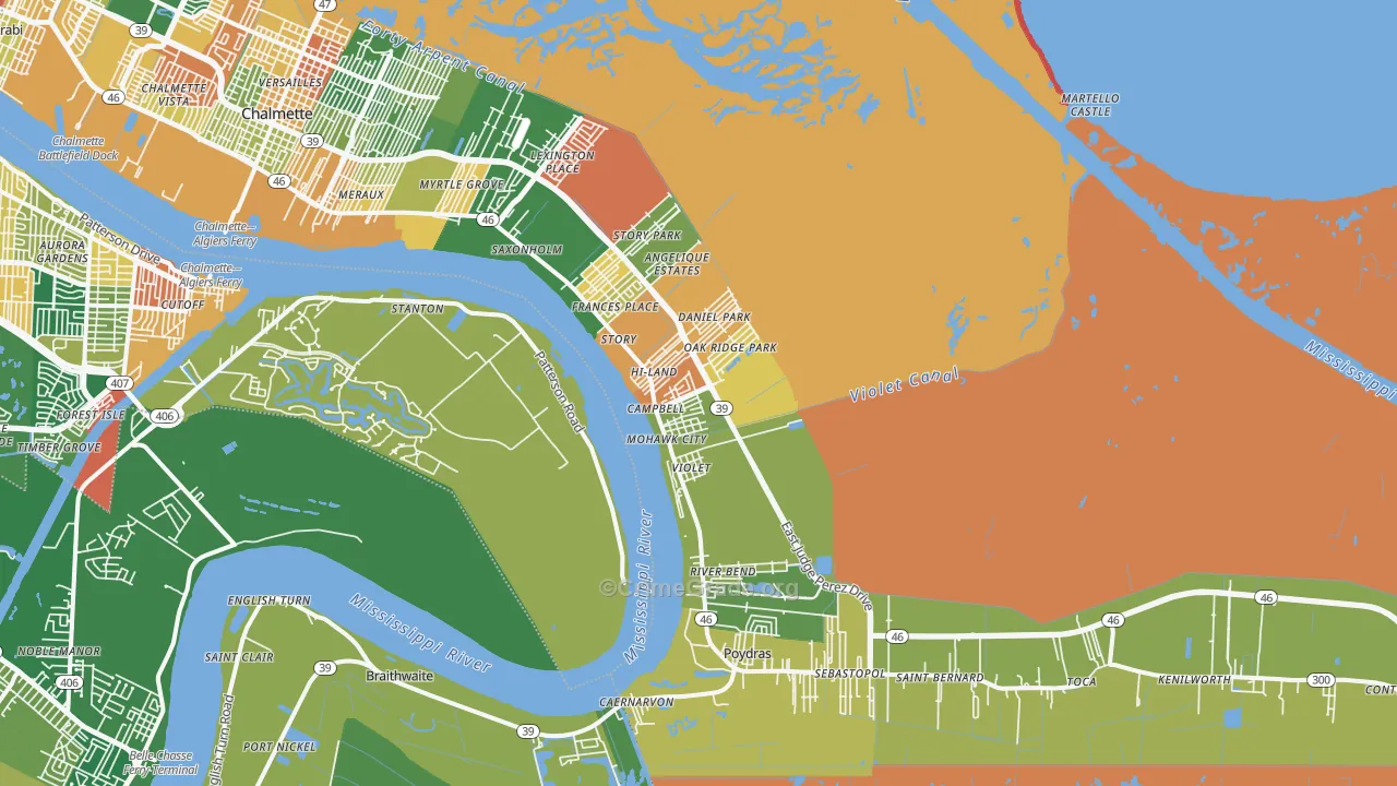 Violet, LA Map of Vandalism Rates