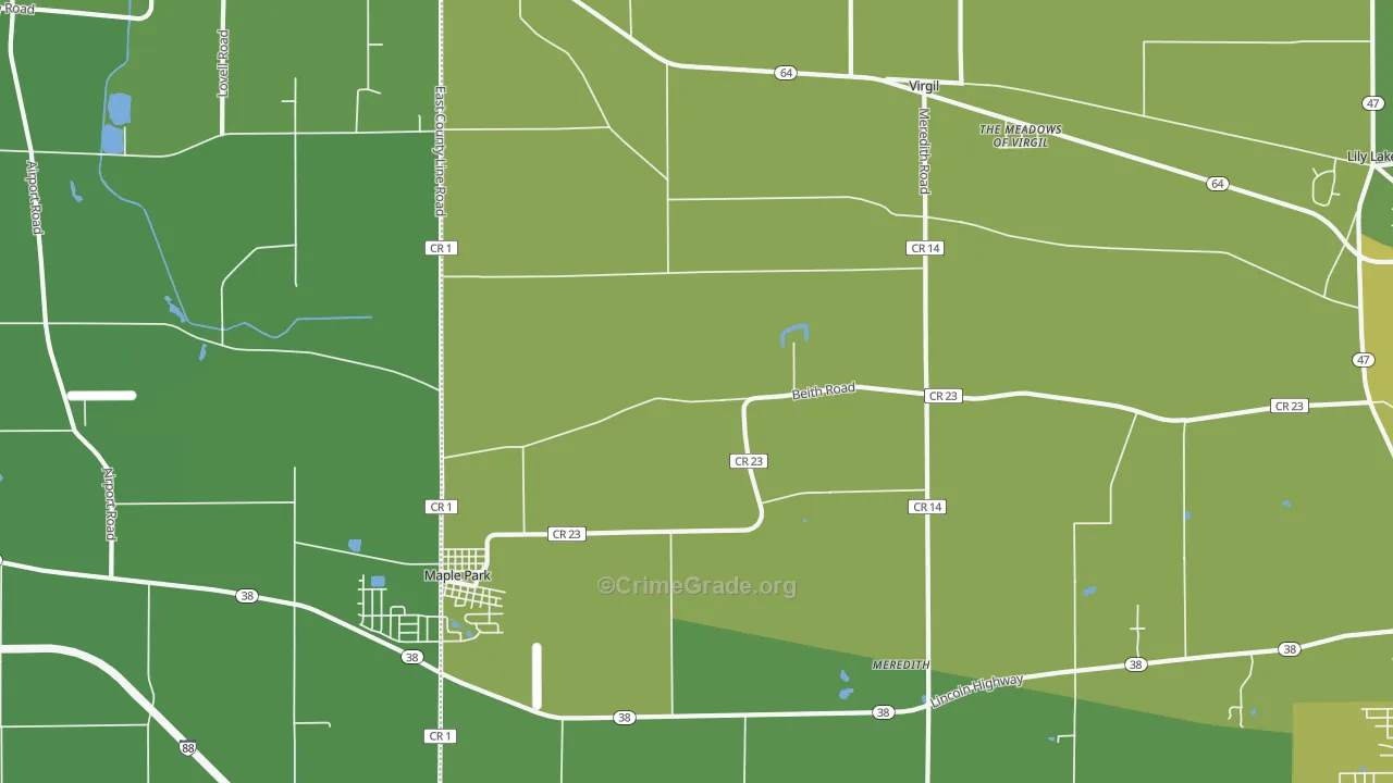 Virgil, IL Map of Vandalism Rates