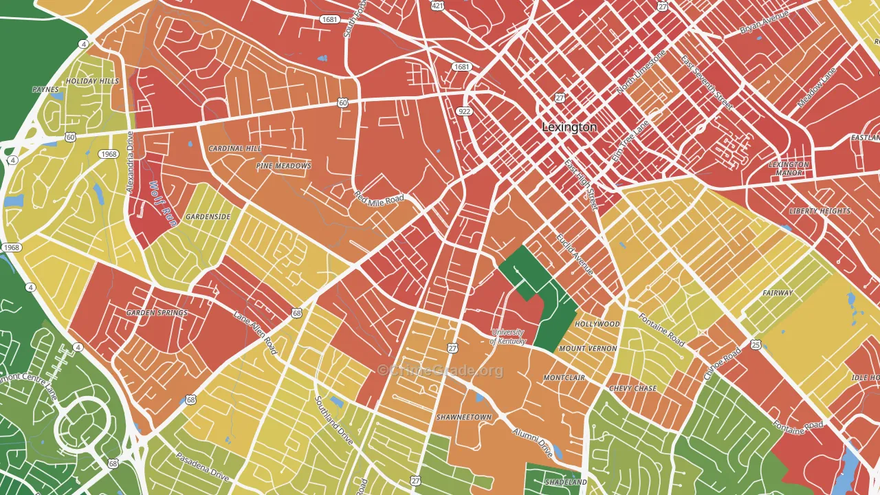 Virginia Ave, Lexington, KY Map of Vandalism Rates