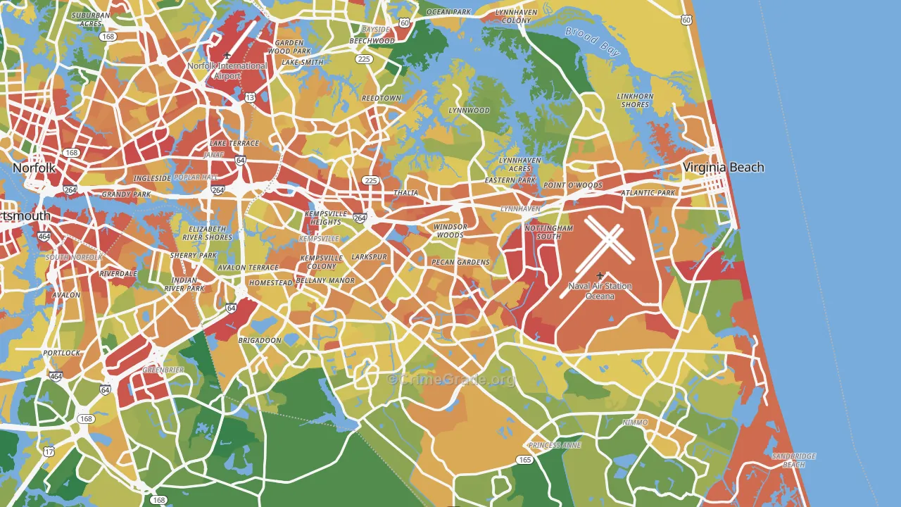 Virginia Beach, VA Map of Vandalism Rates