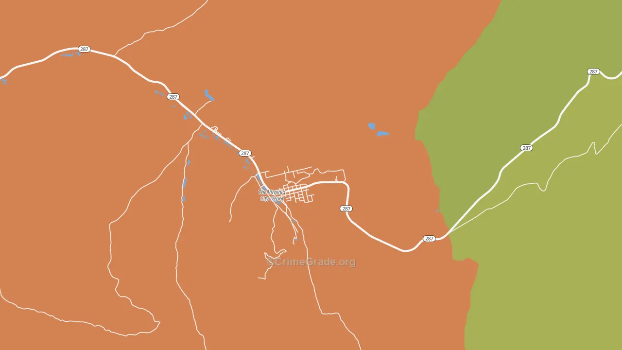 Virginia City, MT Map of Vandalism Rates