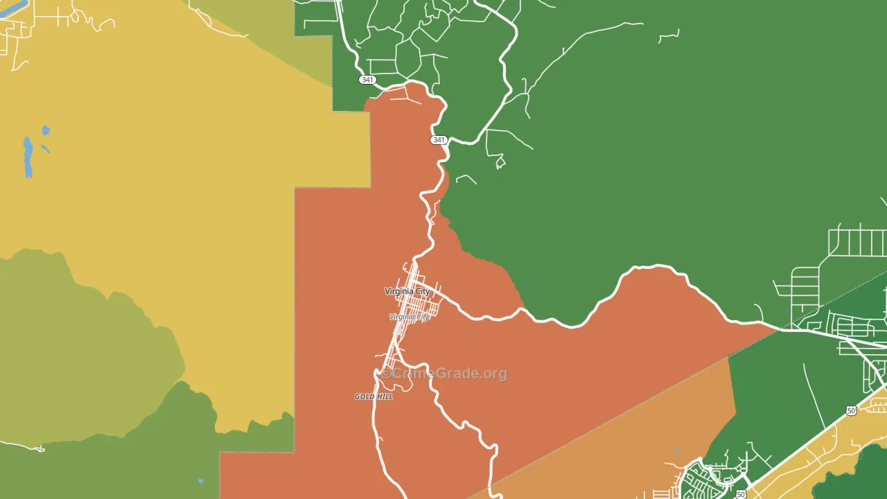 Virginia City, NV Map of Vandalism Rates