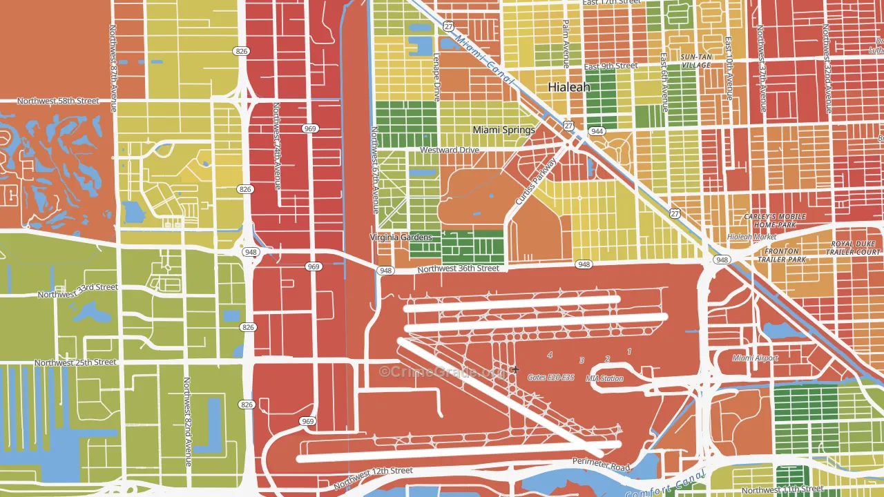 Virginia Gardens, FL Map of Vandalism Rates