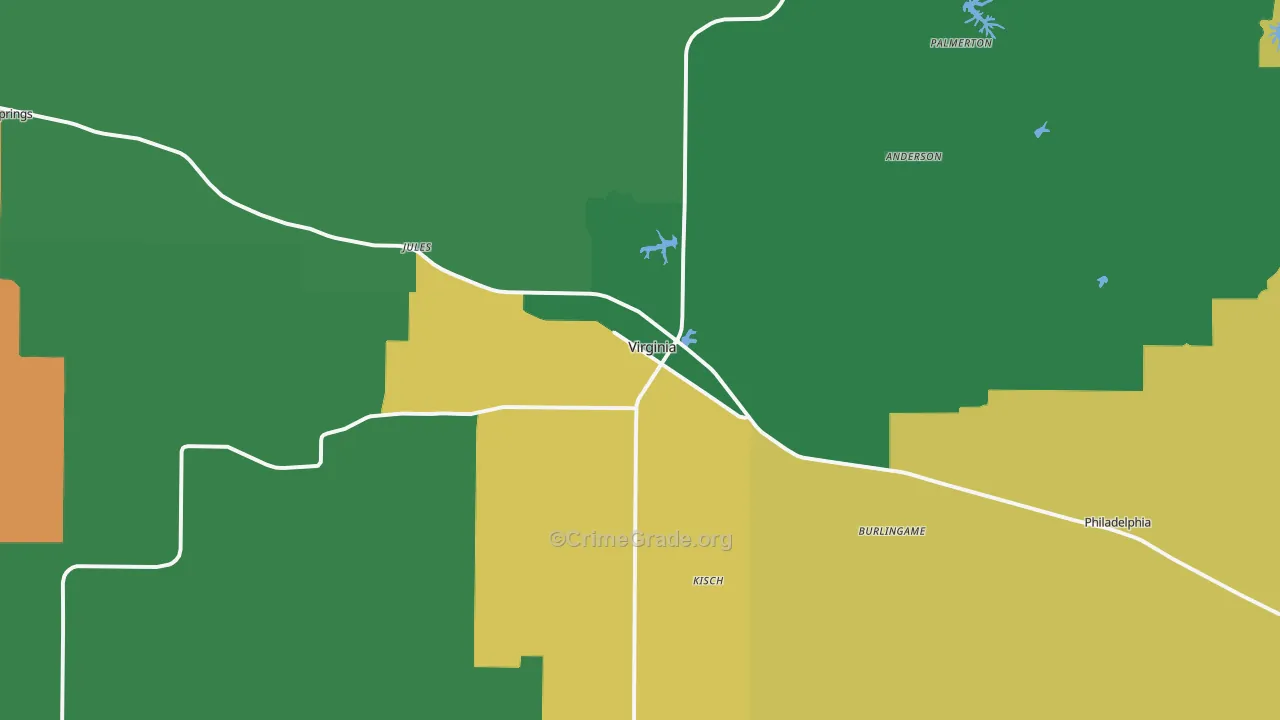 Virginia, IL Map of Vandalism Rates