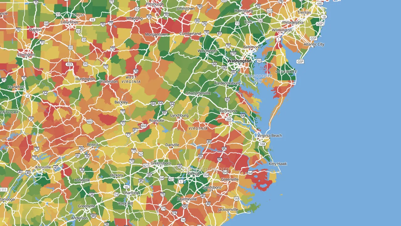 Virginia Map of Vandalism Rates