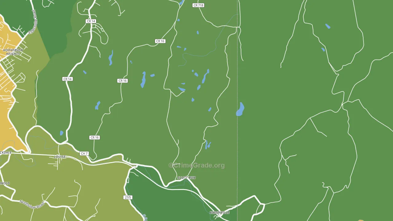 Virginville, WV Map of Vandalism Rates