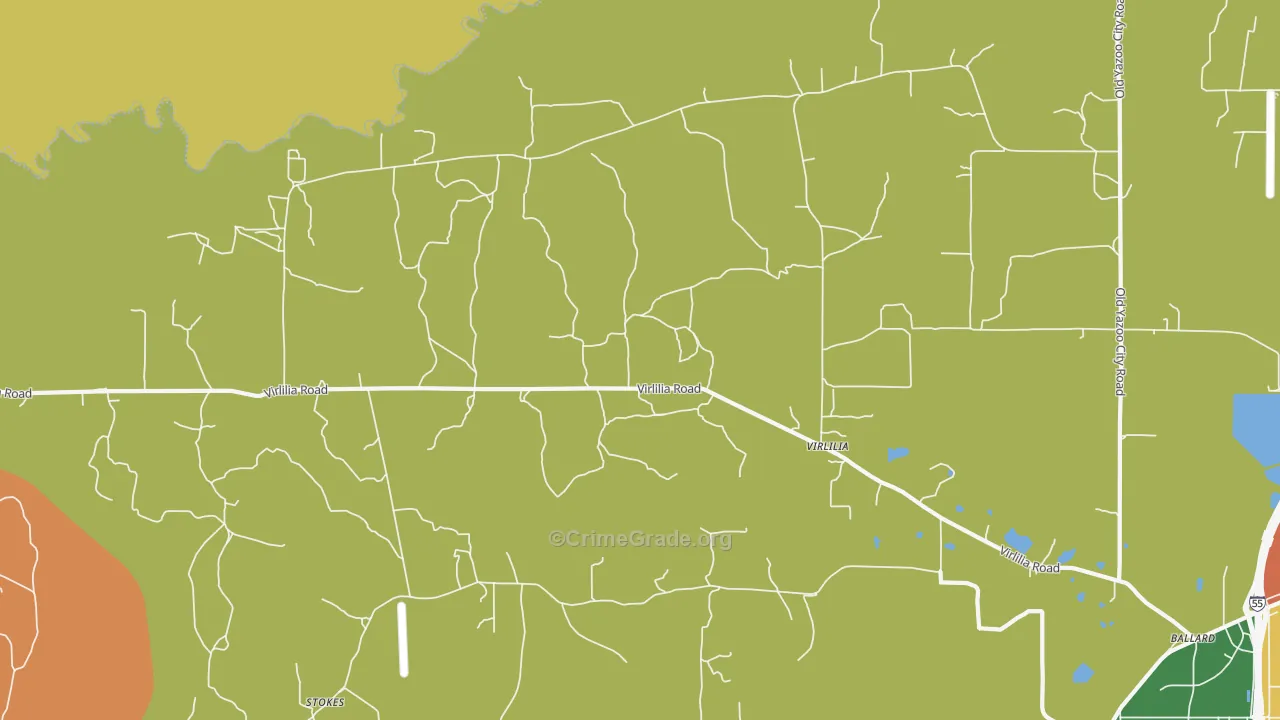 Virlilia, MS Map of Vandalism Rates