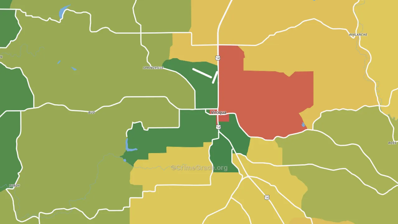 Viroqua, WI Map of Vandalism Rates