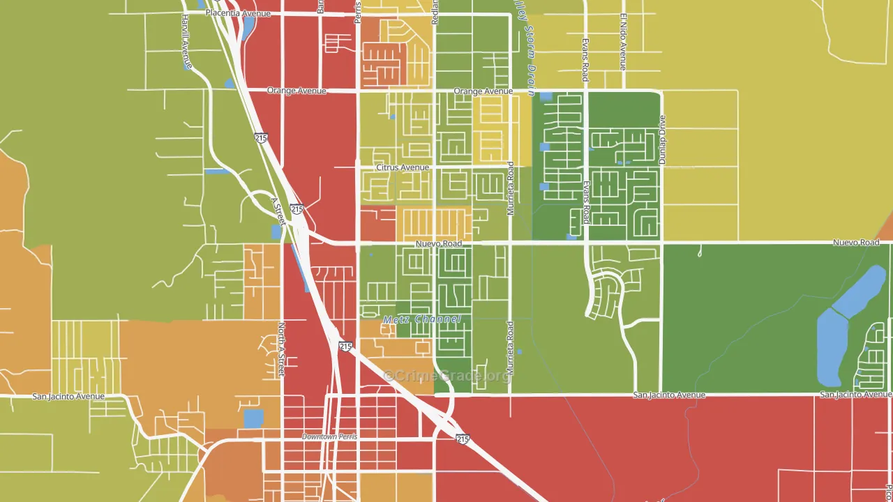 Vista Creek, Perris, CA Map of Vandalism Rates