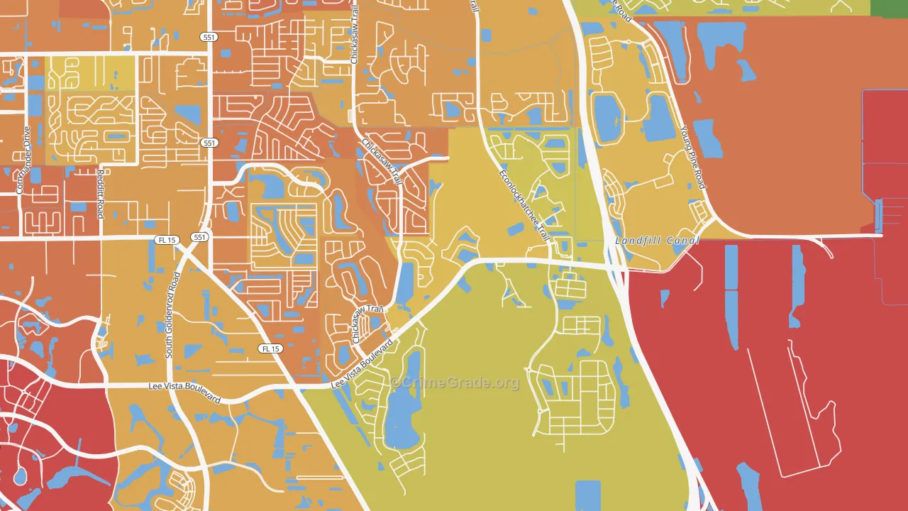 Vista East, Orlando, FL Map of Vandalism Rates
