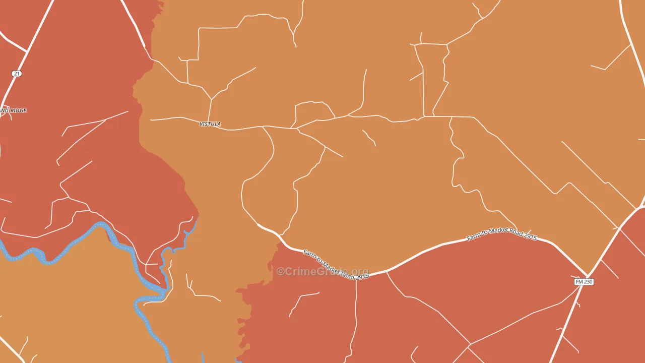 Vistula, TX Map of Vandalism Rates