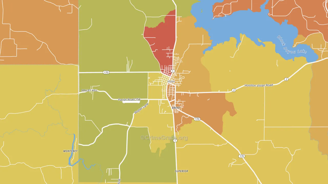 Vivian, LA Map of Vandalism Rates