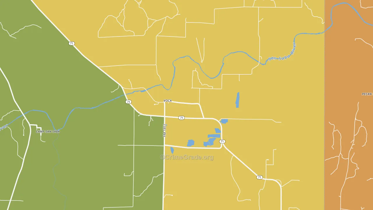 Voca, TX Map of Vandalism Rates