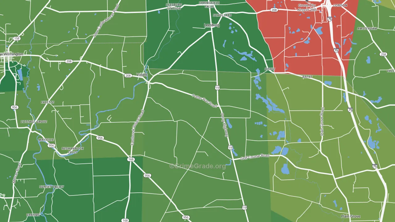 Volant, PA Map of Vandalism Rates