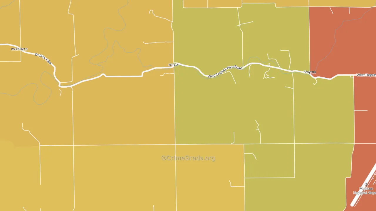 Volga, IN Map of Vandalism Rates