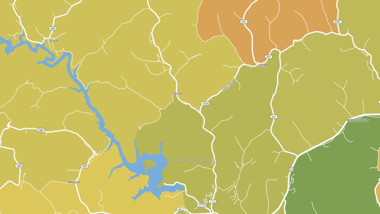 Volga, KY Map of Vandalism Rates