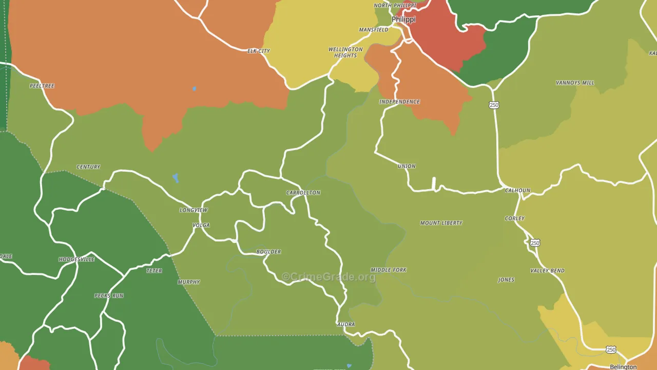 Volga, WV Map of Vandalism Rates