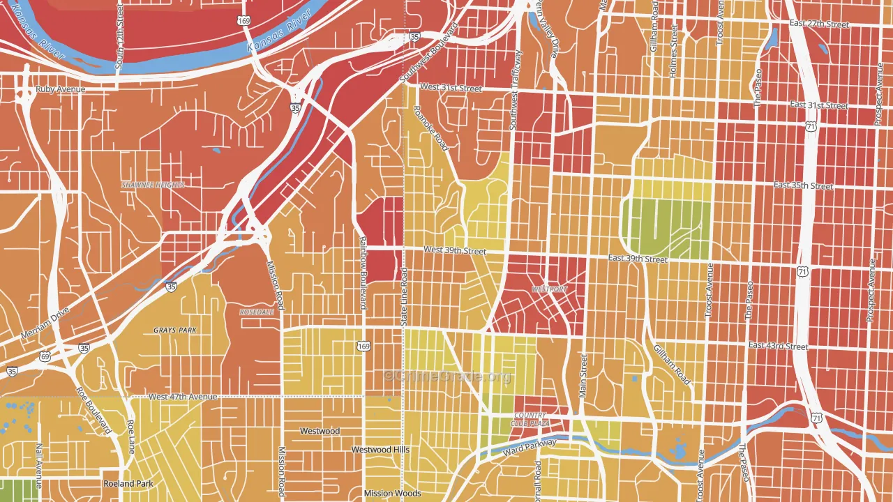 Volker, Kansas City, MO Map of Vandalism Rates