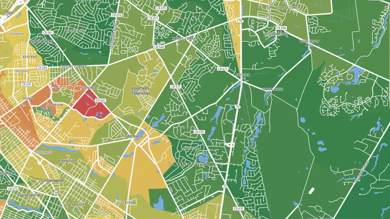 Voorhees, NJ Map of Vandalism Rates