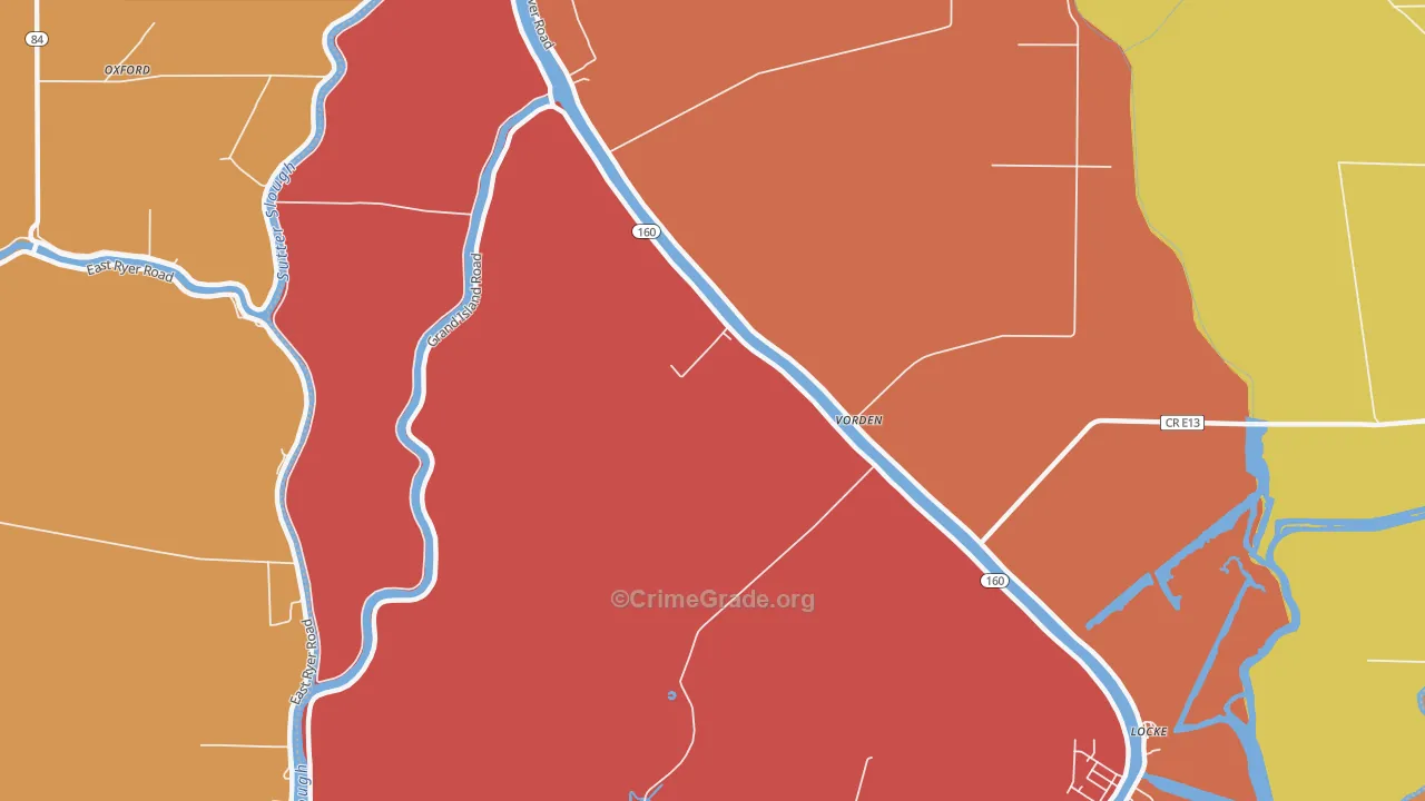 Vorden, CA Map of Vandalism Rates