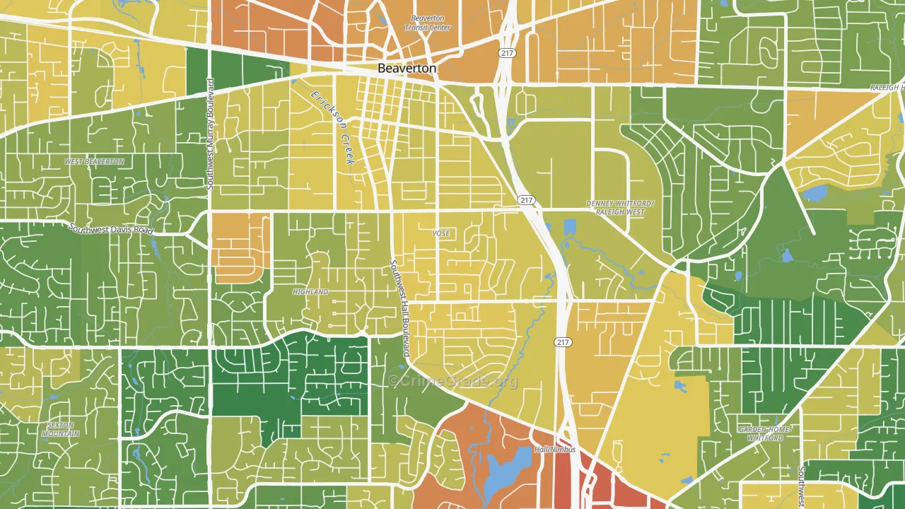 Vose, Beaverton, OR Map of Vandalism Rates