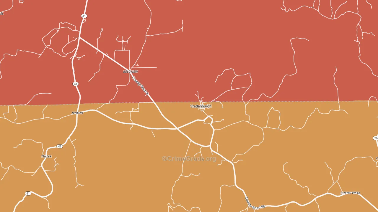 Vredenburgh, AL Map of Vandalism Rates
