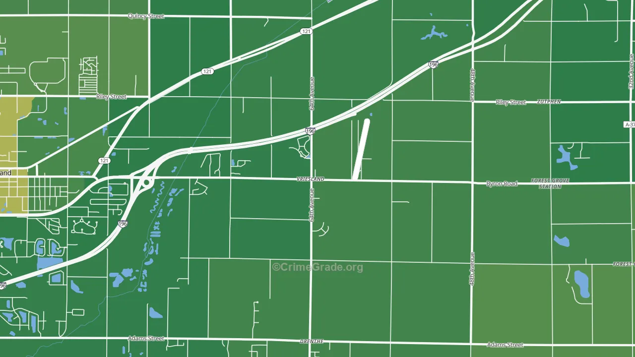 Vriesland, MI Map of Vandalism Rates