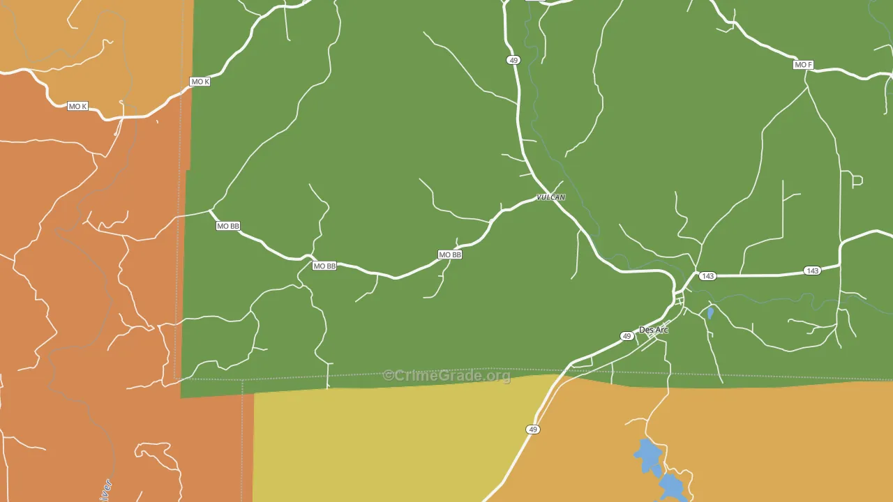 Vulcan, MO Map of Vandalism Rates