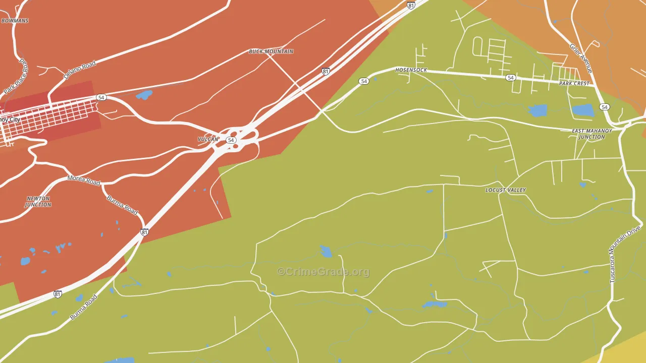 Vulcan, PA Map of Vandalism Rates