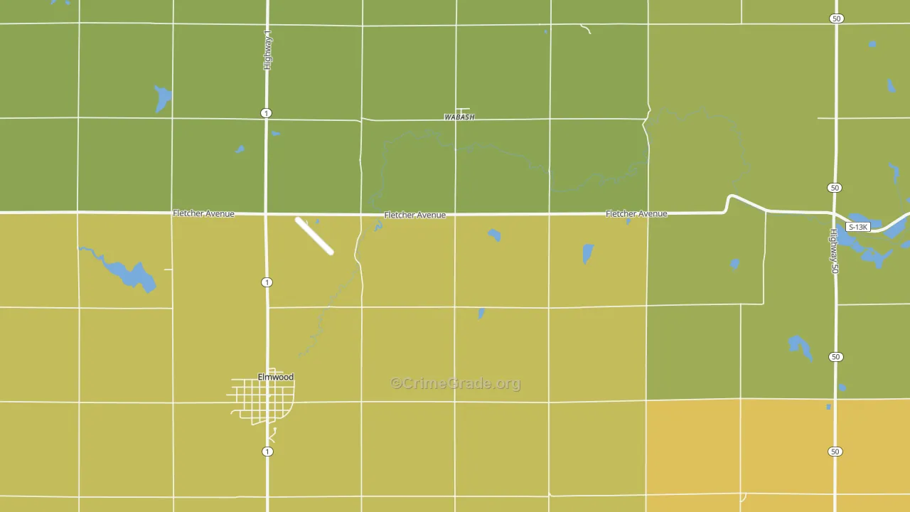 Wabash, NE Map of Vandalism Rates