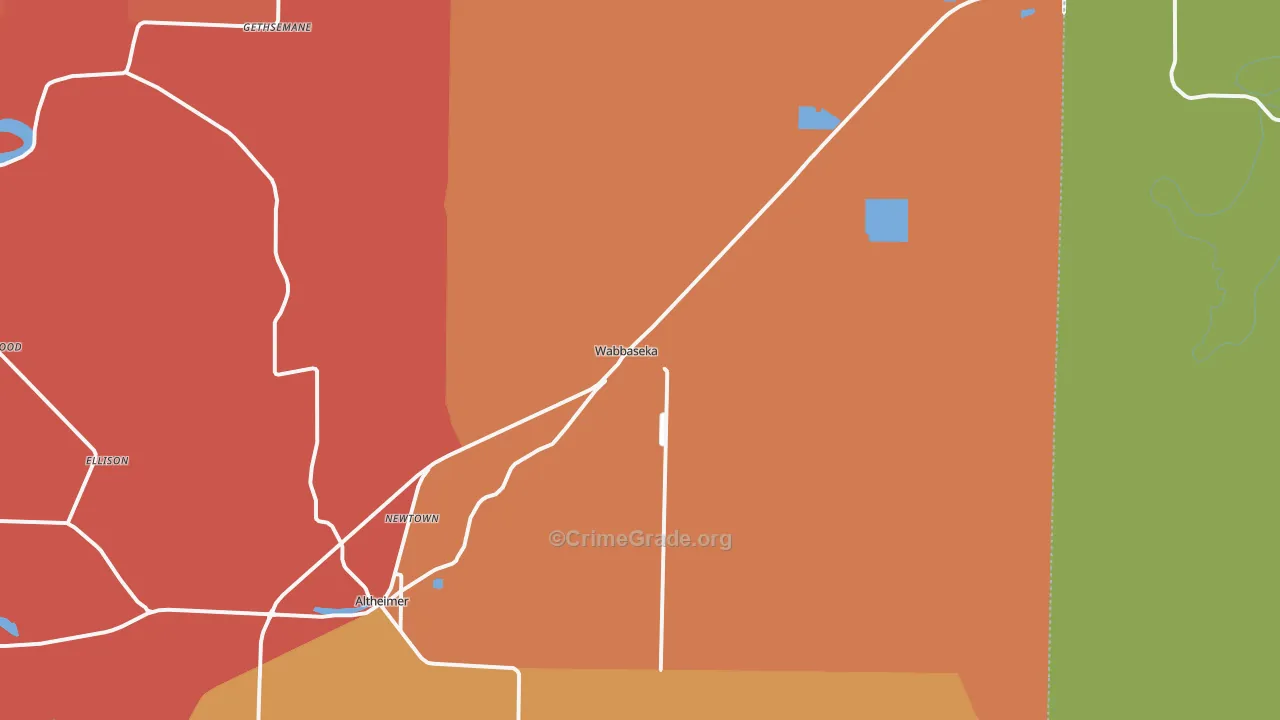 Wabbaseka, AR Map of Vandalism Rates
