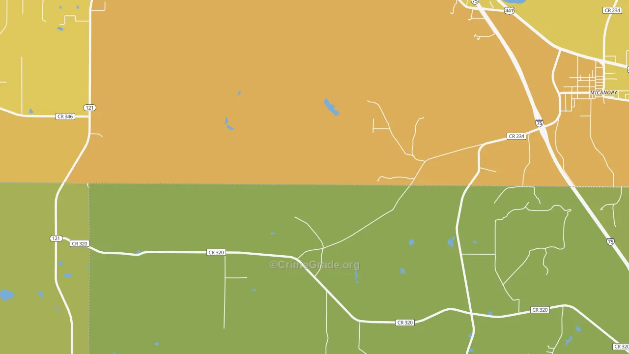 Wacahoota, FL Map of Vandalism Rates