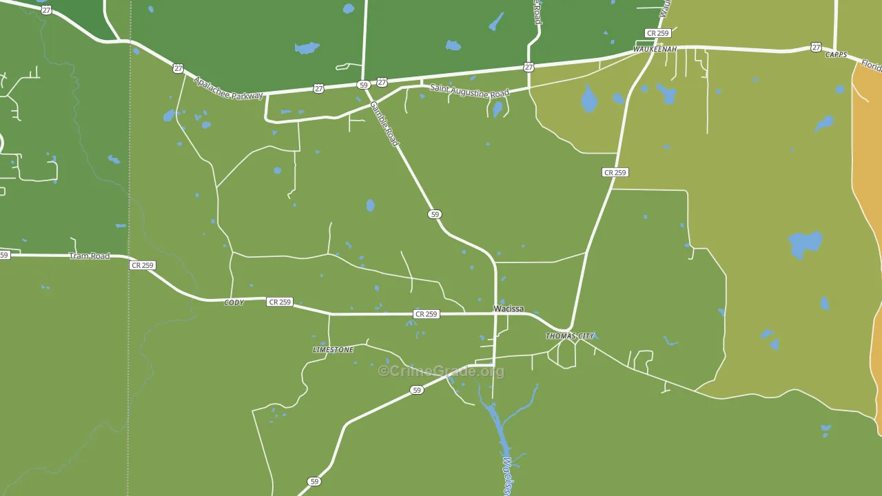 Wacissa, FL Map of Vandalism Rates
