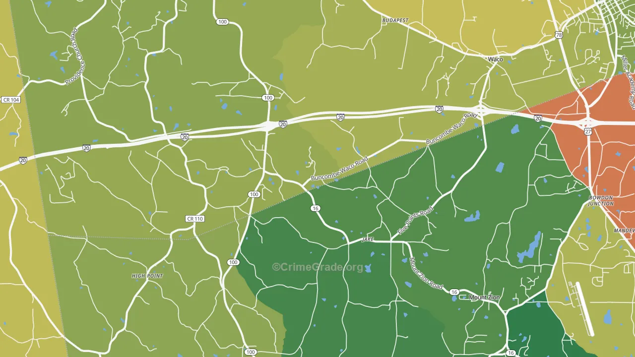 Waco, GA Map of Vandalism Rates