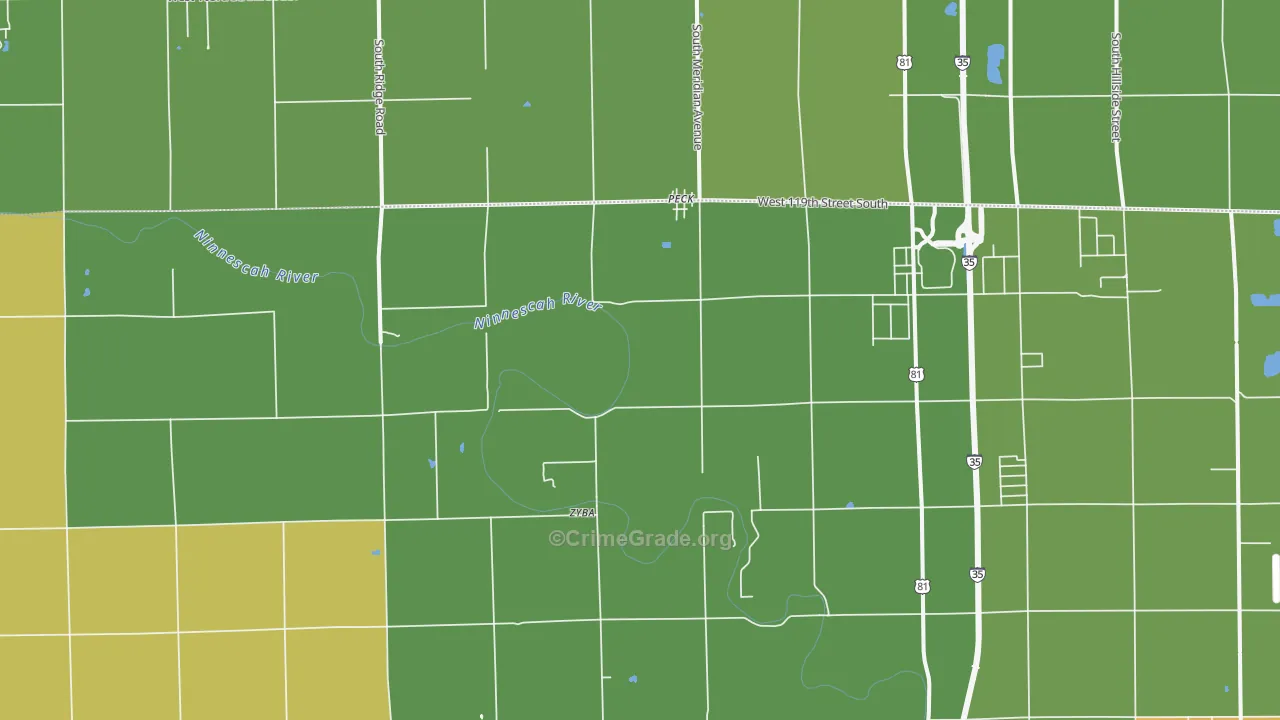 Waco, KS Map of Vandalism Rates