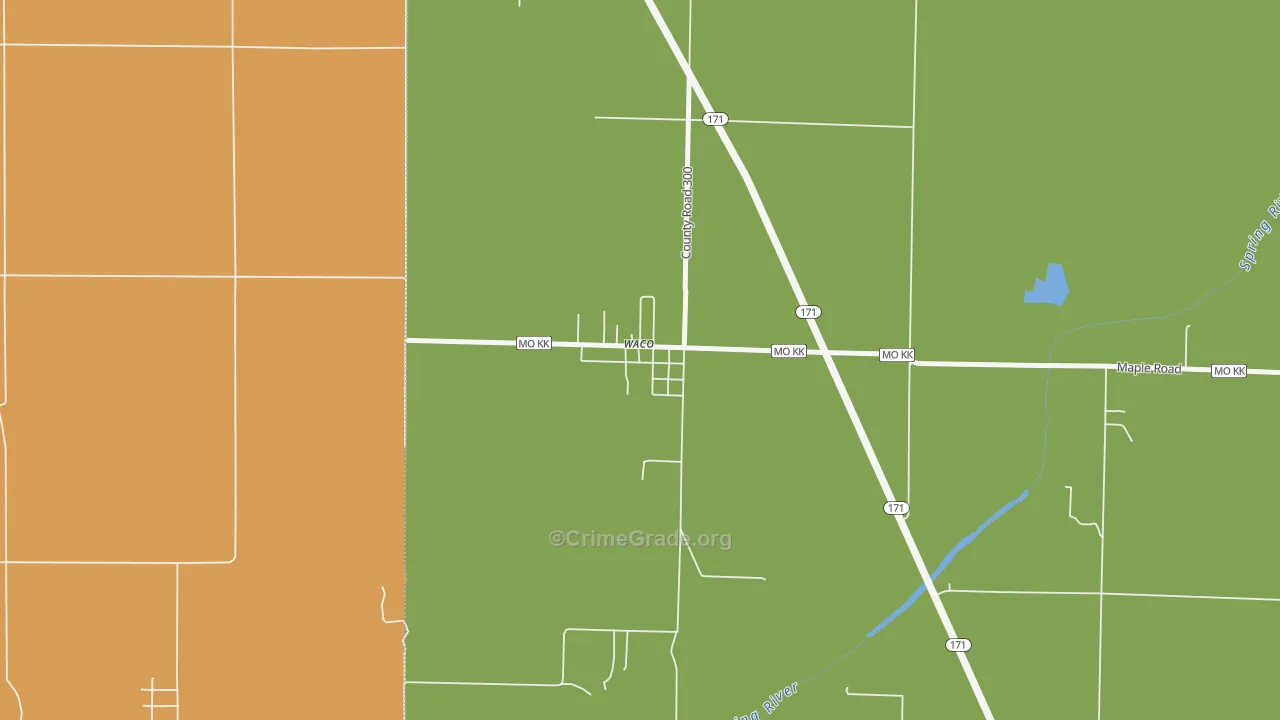 Waco, MO Map of Vandalism Rates