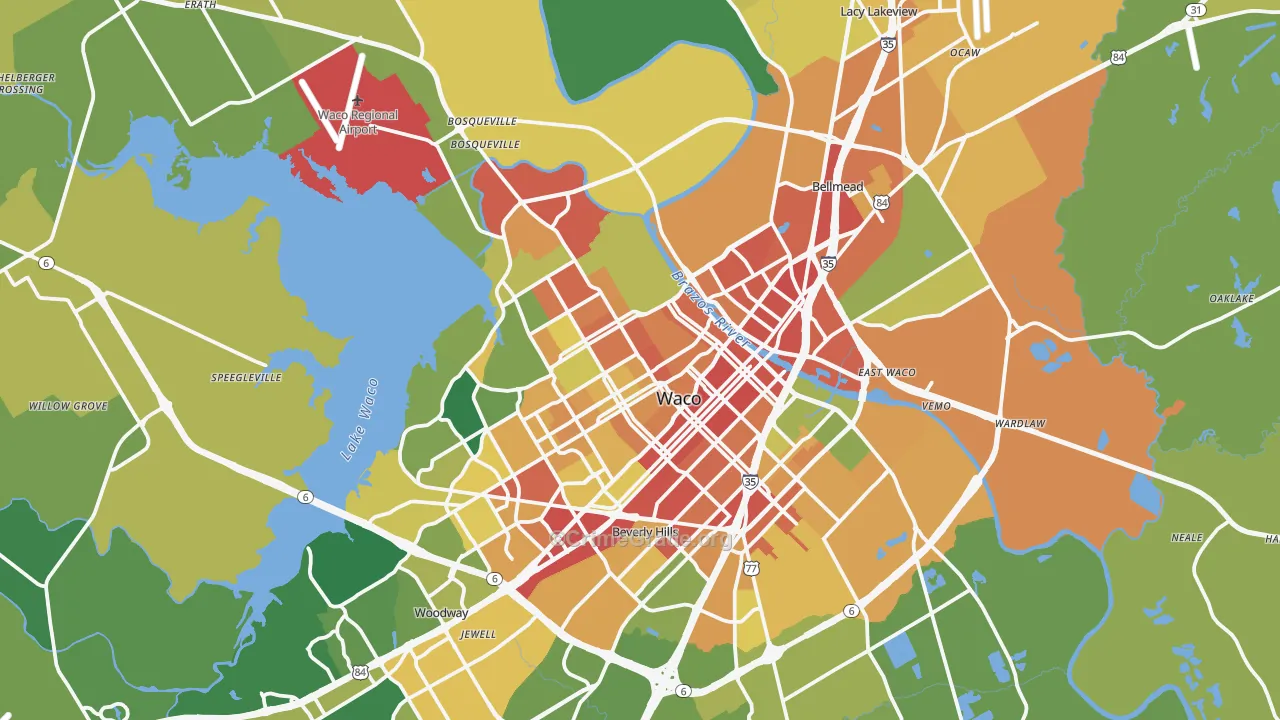 Waco, TX Map of Vandalism Rates