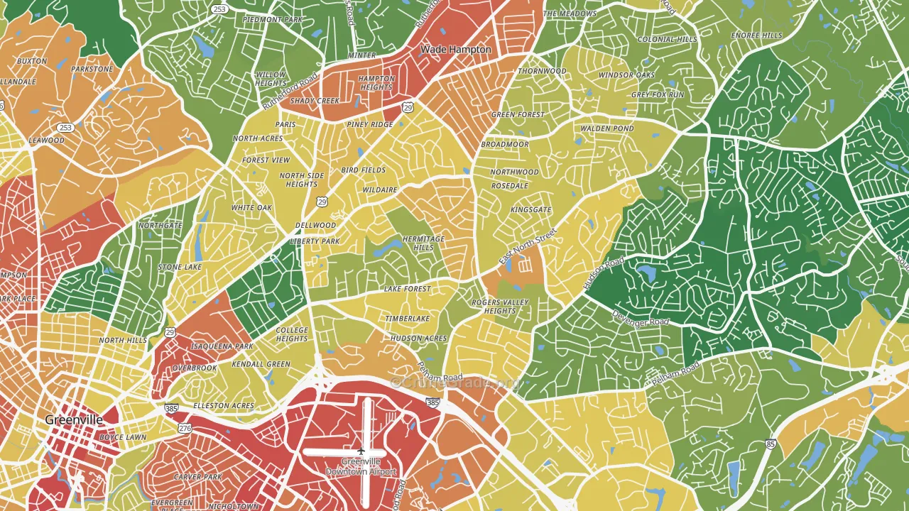 Wade Hampton, SC Map of Vandalism Rates